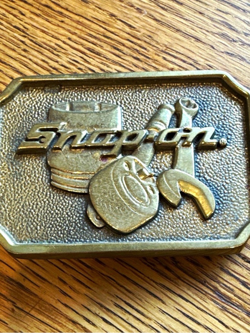 Snap-on Gold Tone Tool Emblem Belt Buckle